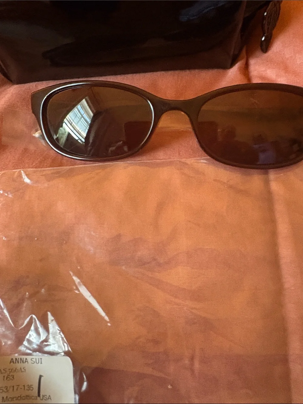 Anna Sui Black and Brown Women's Sunglasses with Black Case